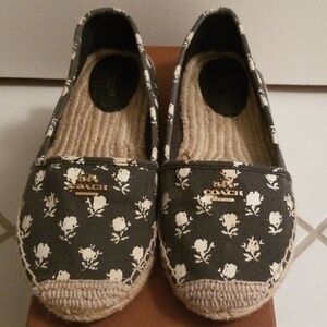 COACH Black Size 8.5 Rhodelle Calico Canvas Shoes